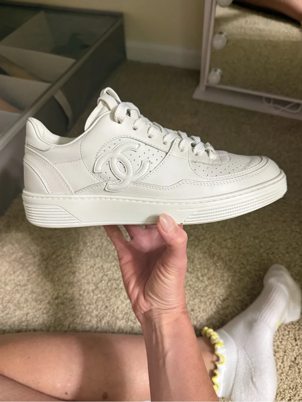Chanel Leather CC Sport Runner Sneakers 23A Collection White Size 38.5